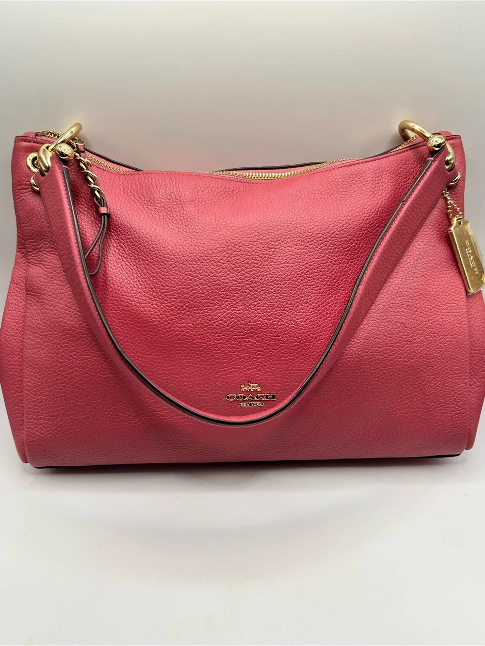 Coach Mia Pebbled Leather Shoulder and Crossbody in Raspberry